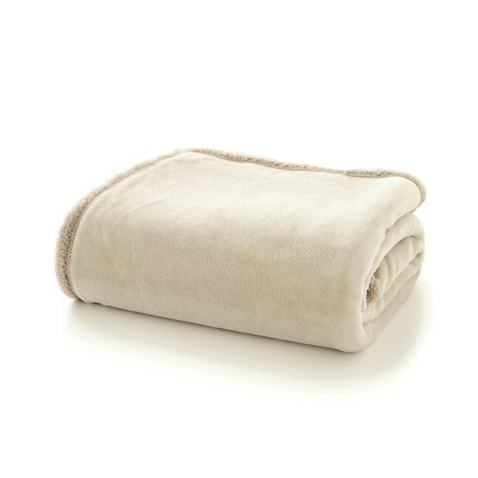 image 1 of Hazelwood Flannel & Sherpa Throw – 130x170cm Reversible Soft Fleece Blanket Brown | Sage