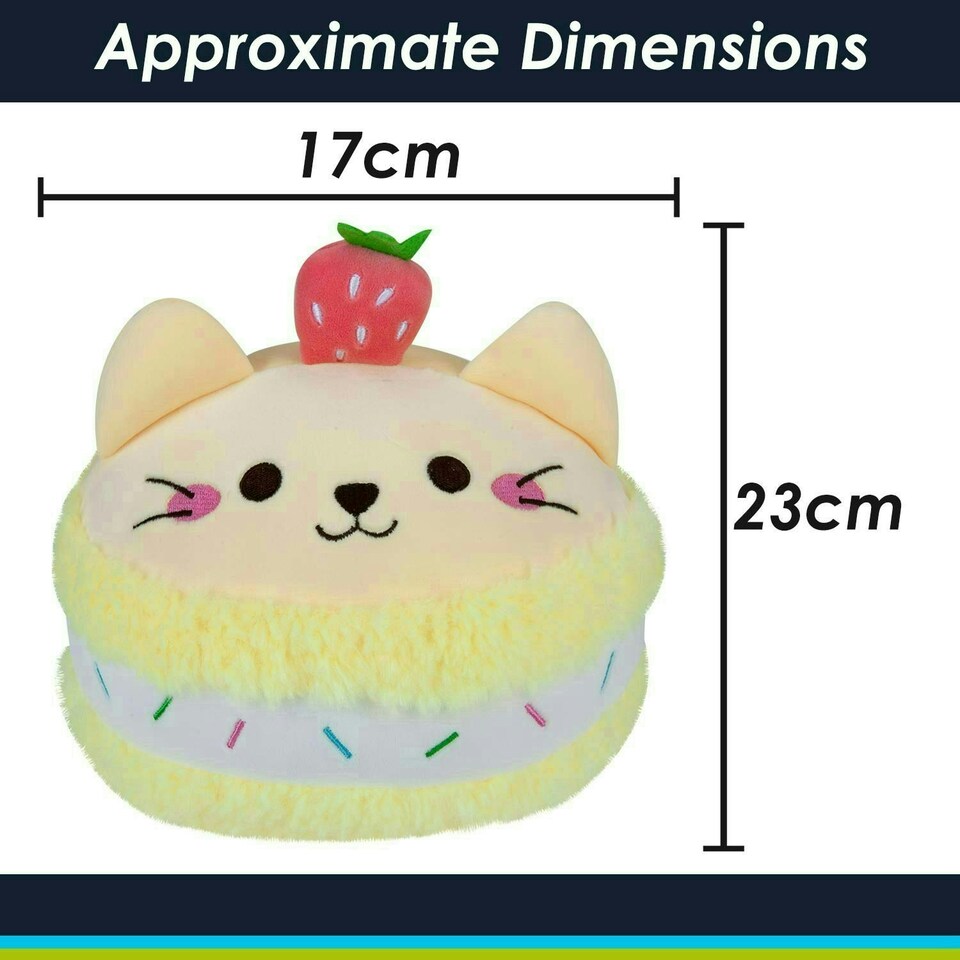 image 1 of Macaroon Cat Soft Toy Cute Plushie Huggable Cuddly Stuffed Toy 23cm Yellow