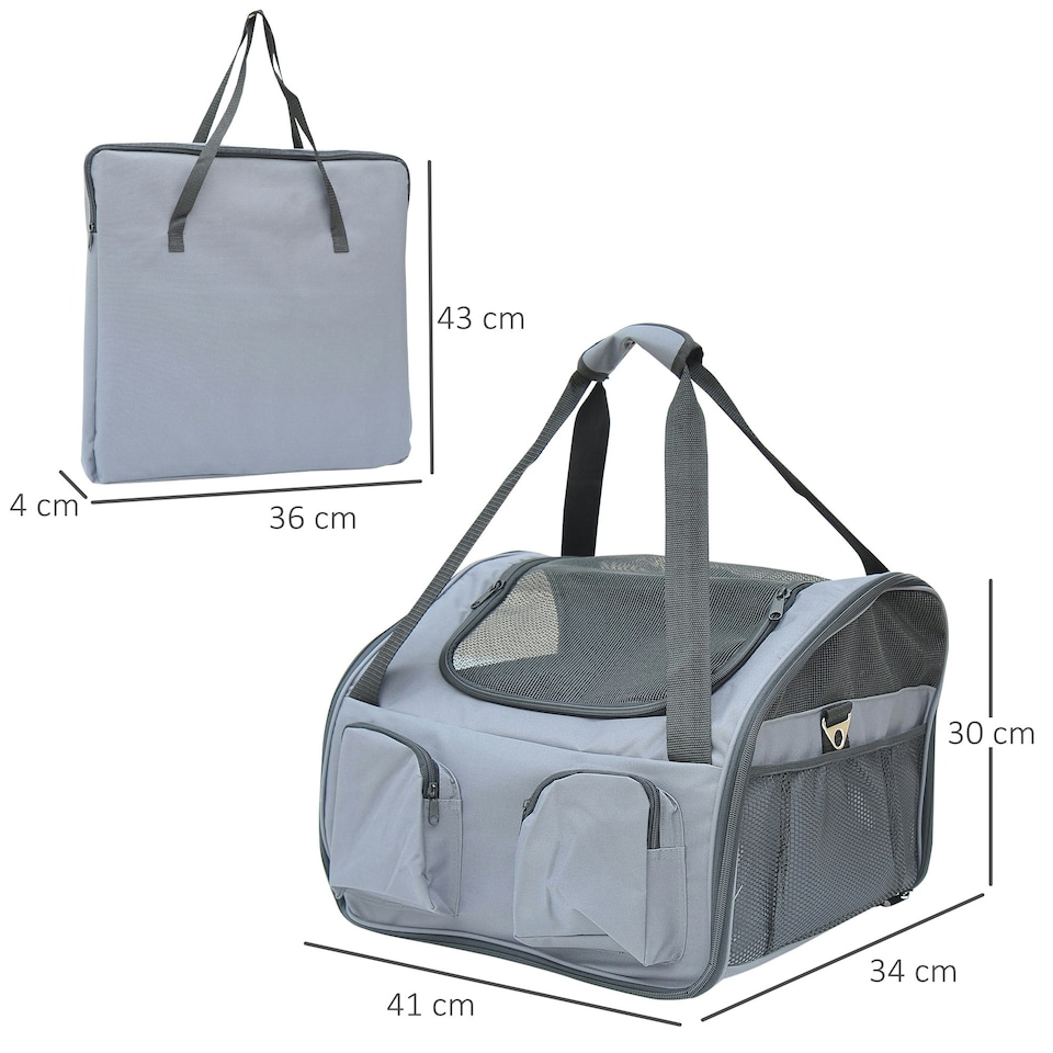 image 1 of PawHut Folding Pet Bag Carrier Car Seat Dog Cat Safety Travel Shoulder Portable