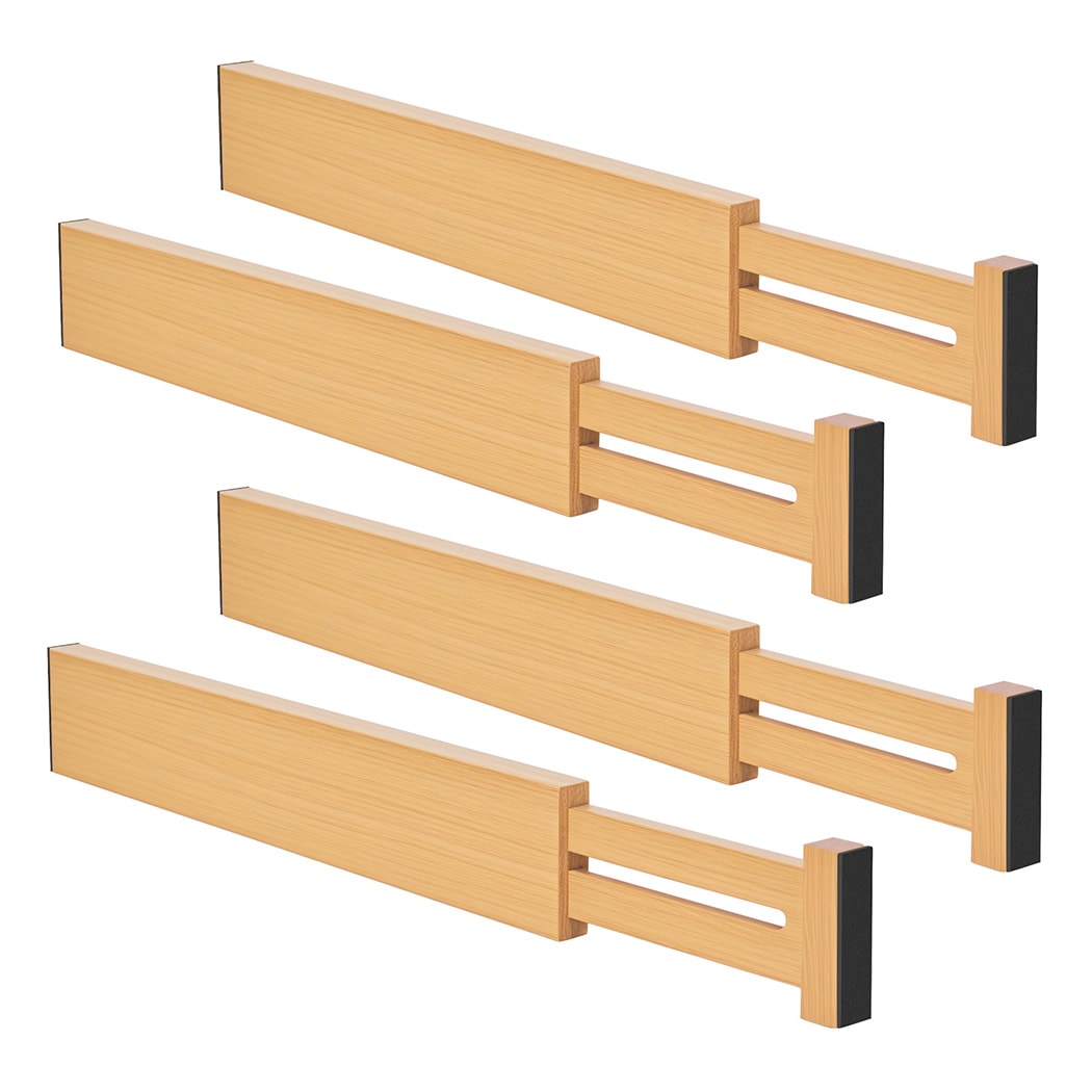 Levede Adjustable Drawer Divider Bamboo 4PC Expandable Organisers Spring