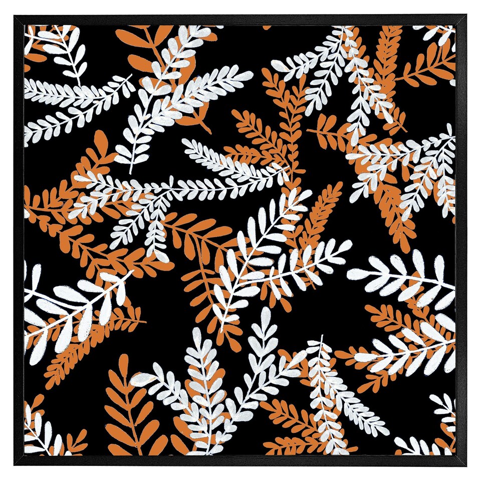 image 1 of White & orange olive leaves (Picture Frame) Grey | XS