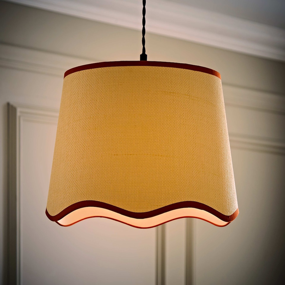 image 1 of ValueLights Dutton Natural Rust Trim Scallop Large Ceiling Lamp Shade | Orange
