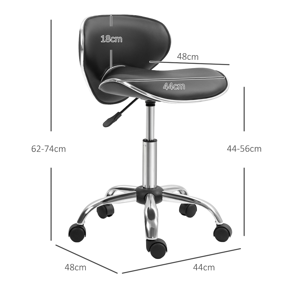 image 1 of HOMCOM Office Chair Beauty Salon Rolling Technician Stool Chair Grey