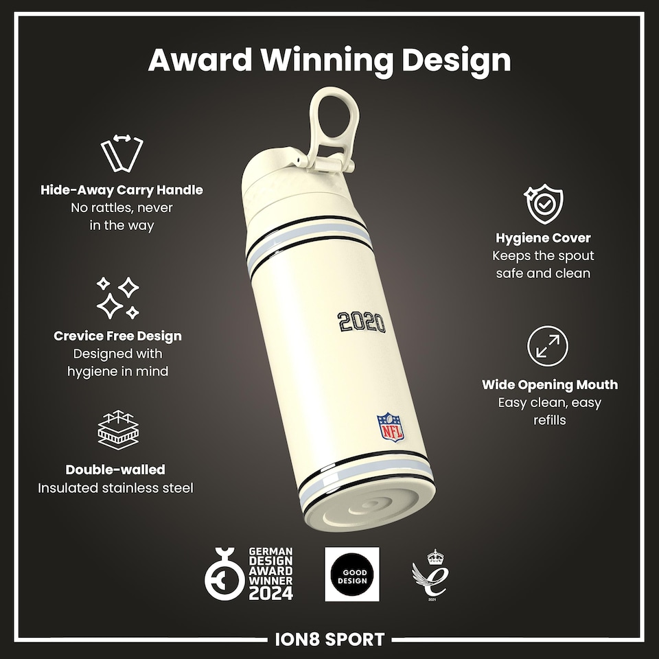 image 1 of NFL x Sports, Vacuum Insulated Steel Bottle, Series, 750ml (24oz) | Cream | NFL Throwback Raiders | One Size