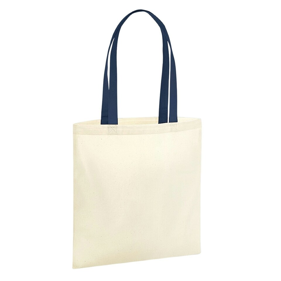 image 1 of Westford Mill EarthAware Organic Bag For Life Contrast Handle 10L Tote Bag - Natural/French Navy - One Size Cream