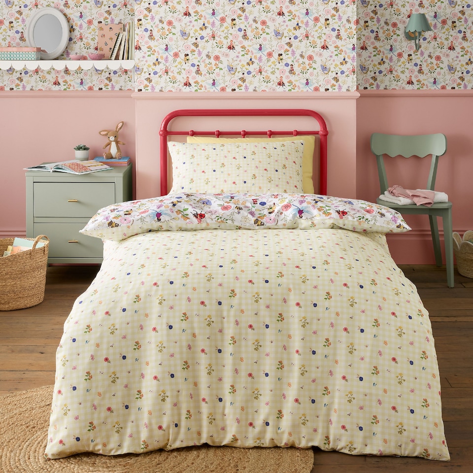 image 1 of Belle & Boo Garden Friends Reversible Cotton Duvet Cover Set | White | Double