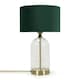 image 2 of ValueLights Jessy Glass and Gold Metal Bedside Table Lamp with a Forest Green Velvet Lampshade - Bulb Included Green