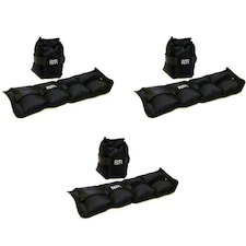 Set Of 3 Pairs Of Ankle Weights - 0.5kg, 1.5kg & 2.5kg Black