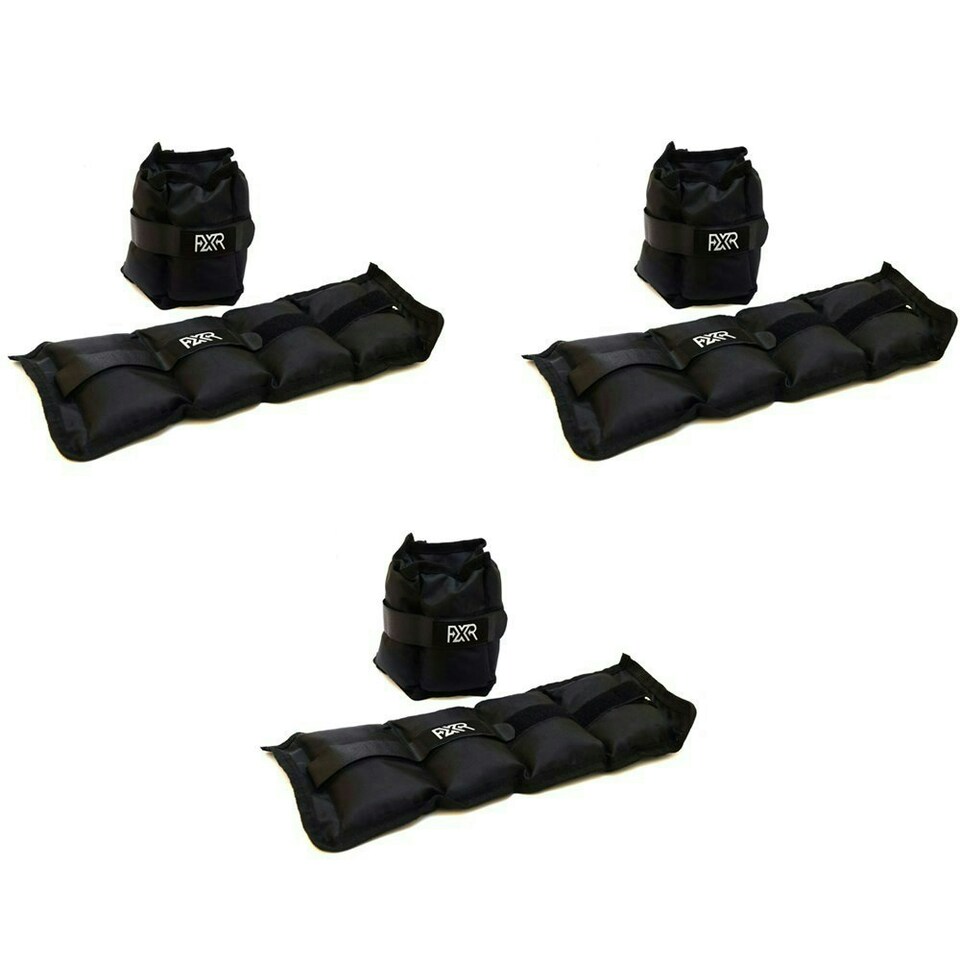 Set Of 3 Pairs Of Ankle Weights - 0.5kg, 1.5kg & 2.5kg Black