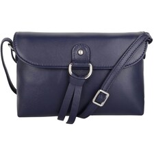 Premium Soft Genuine Leather Cross Body Shoulder Bag, Tassel Detail Blue | Navy