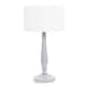 image 3 of ValueLights Victoria Grey Wood Traditional Stem Table Lamp with White Fabric Drum Shade