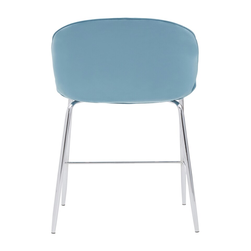 image 1 of Tamzin Blue Velvet Chrome Finish Bar Chair Blue