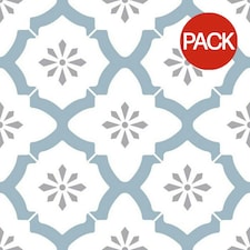 Fine Decor Floorpops Floor Tiles (Pack of 10) - Blue/White - 30cm x 30cm x 0.1cm Blue | 30cm x 30cm x 0.1cm