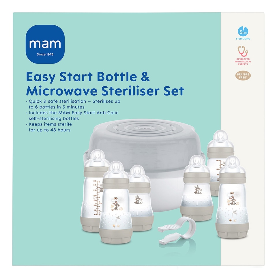 image 1 of MAM Easy Start Self Sterilising Anti-Colic Bottle & Microwave Steriliser Set