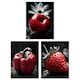 image 1 of Set of 3 Red Apple Pepper Strawberry Black White Photograph Kitchen Wall Art Print A4