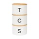 image 1 of Harbour Housewares 3pc Stacking Tea Coffee Sugar Canister Set with Bamboo Lids - White