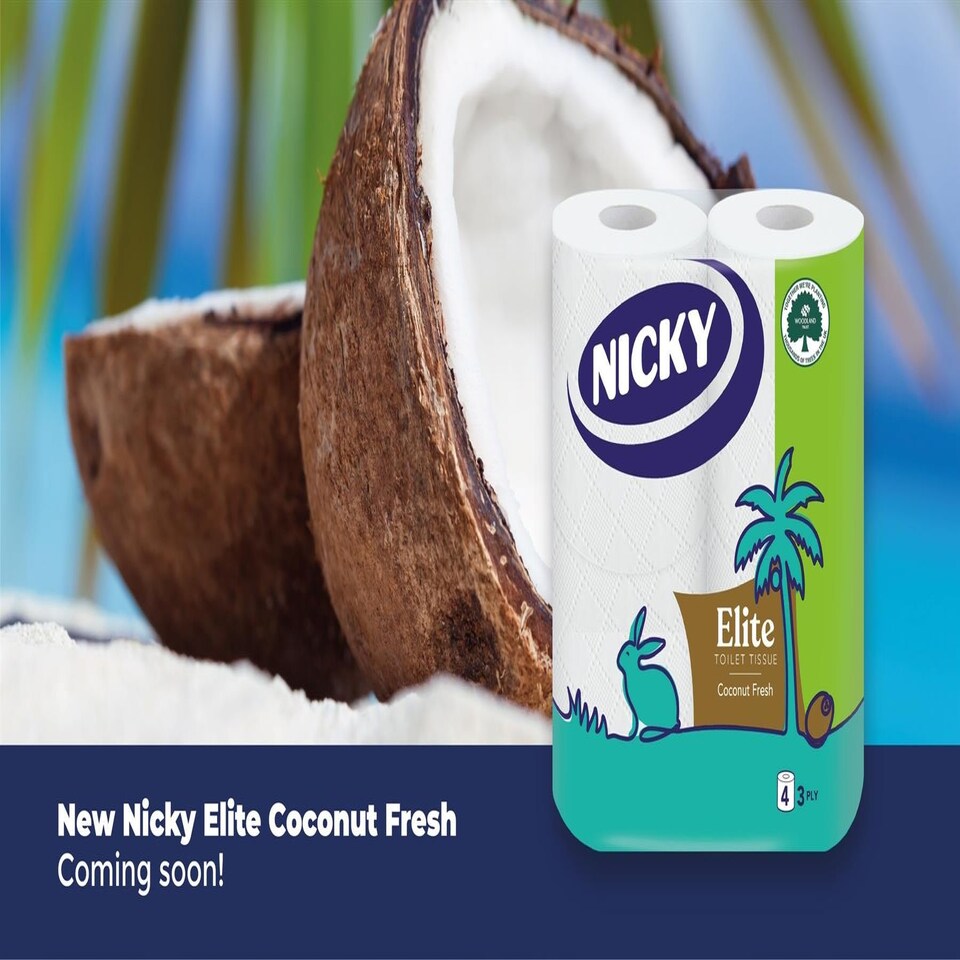 image 1 of Nicky Elite Toilet Tissue Rolls With Coconut Fresh Soft 3 Ply White Paper