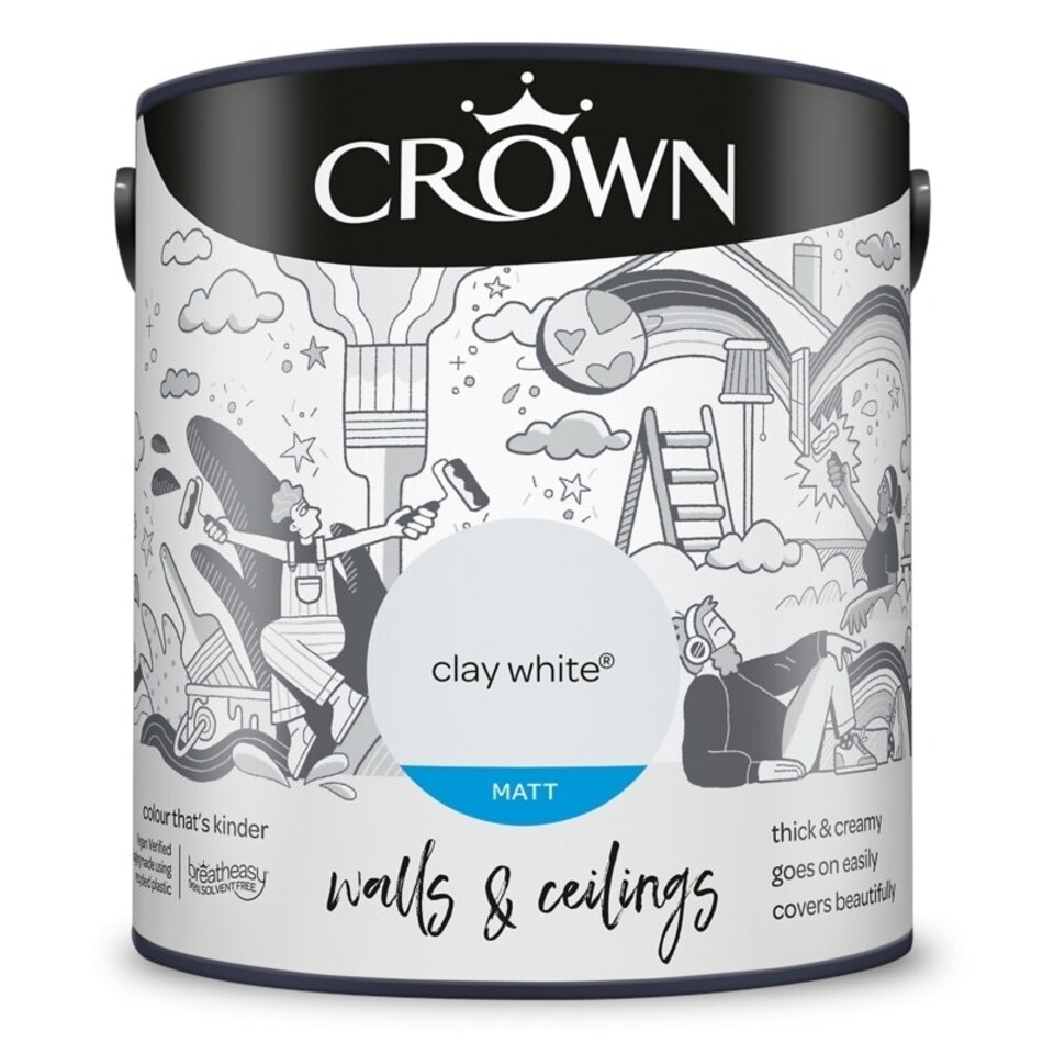 image 1 of Crown Walls & Ceilings Matt 2.5L Clay White