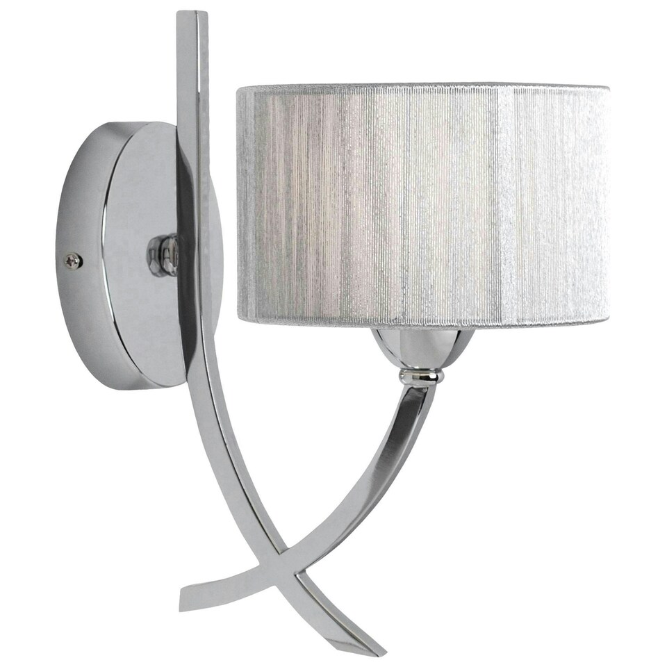 image 1 of Justina Polished Chrome Wall Light with Silver String Shade