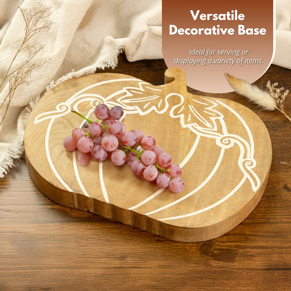 image 1 of Marco Paul25cm Wooden Pumpkin Free-Standing Autumn Decoration