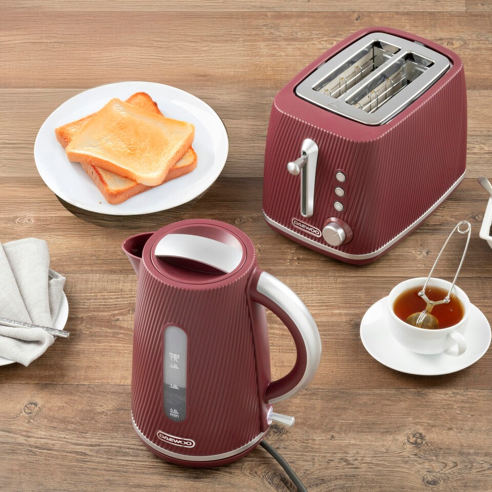 image 1 of Daewoo Cascade Matching Kettle & 2-Slice Toaster Set 1.7 L 3 kW Fast Boil Green | Sage | 2-slice