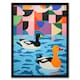 image 1 of Bathtime Buddies Vibrant Abstract Ducks Bathroom Black Framed Wall Art Print A4