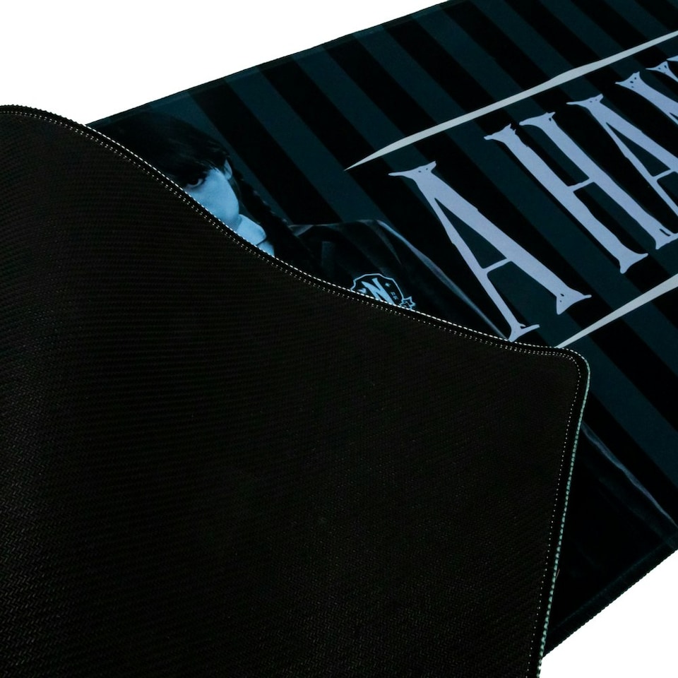image 1 of Wednesday Jumbo Striped Desk Mat - Black/White/Grey - 30cm x 70cm