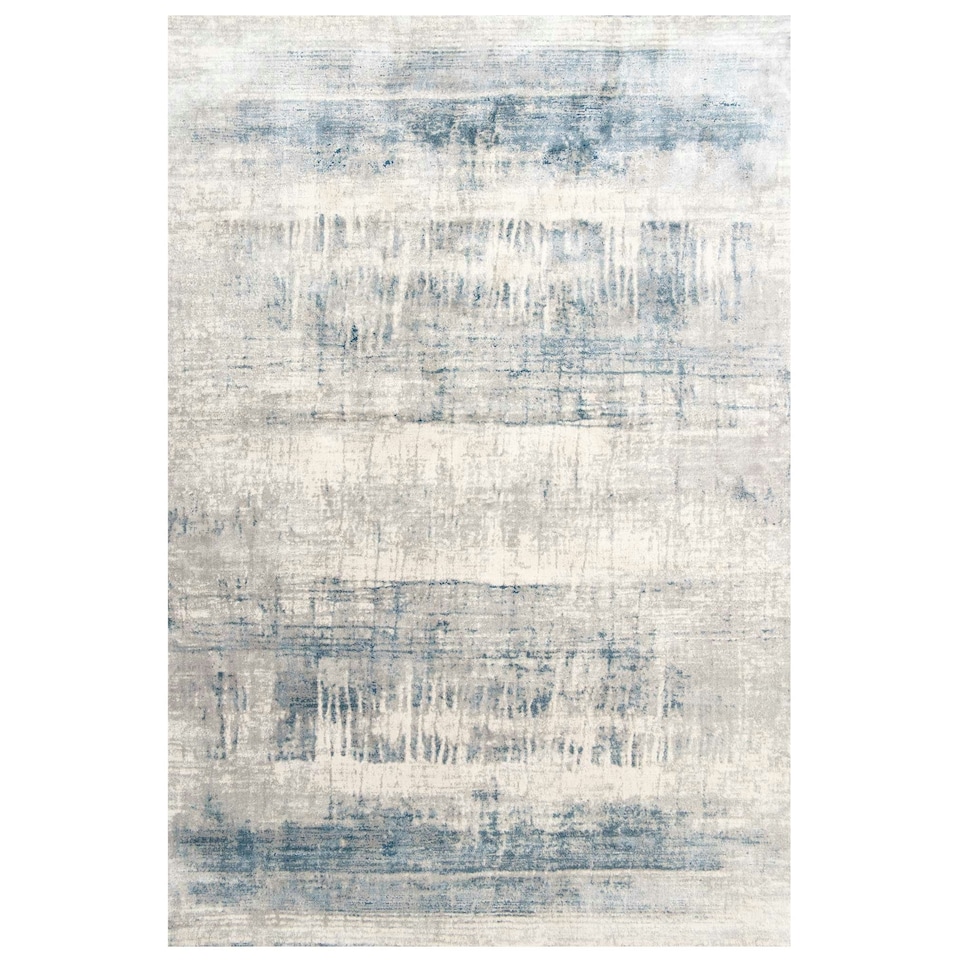 image 1 of KUKOON Silver Grey Distressed Abstract Living Room Area Rug 120cm x 170cm | Grey