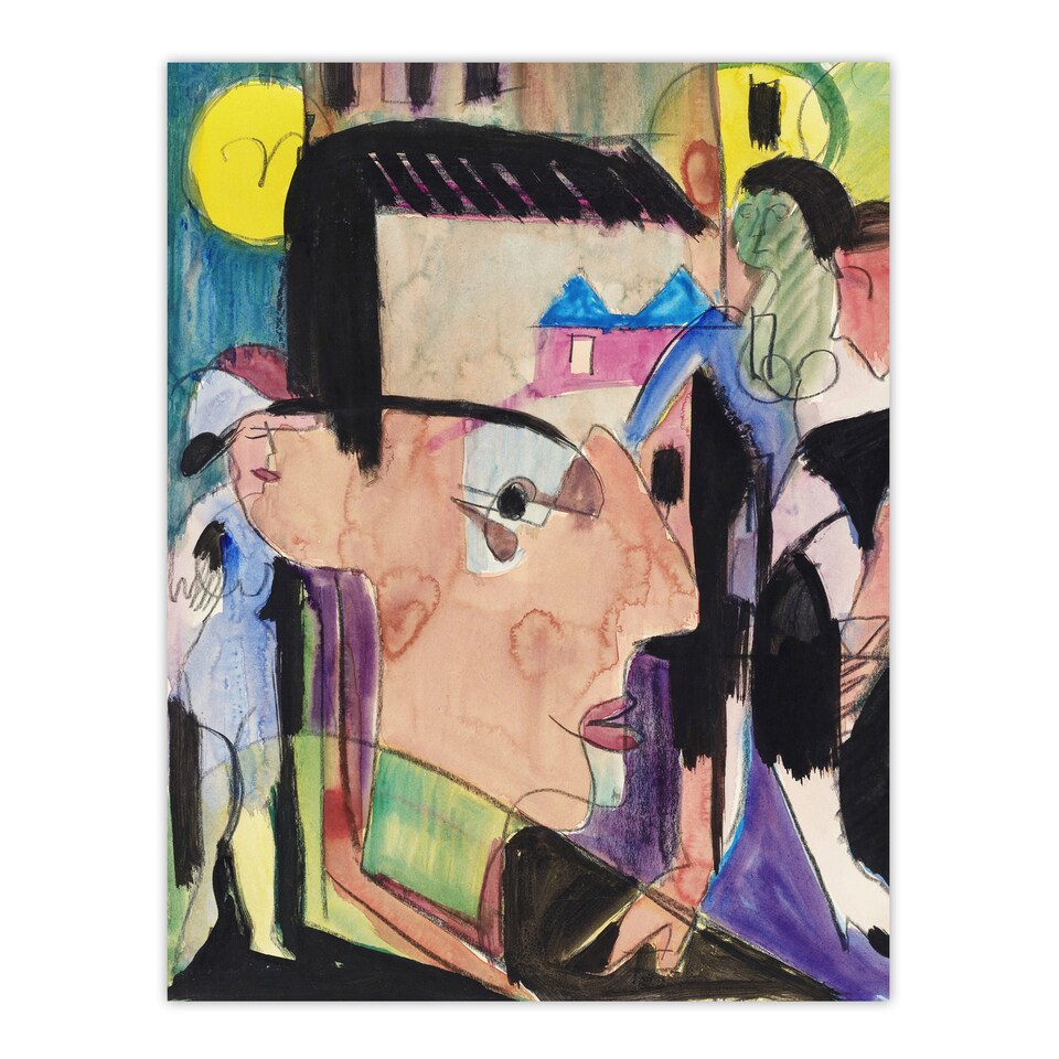image 1 of Abstract Self Portrait Ernst Ludwig Kirchner Wall Art Poster Print