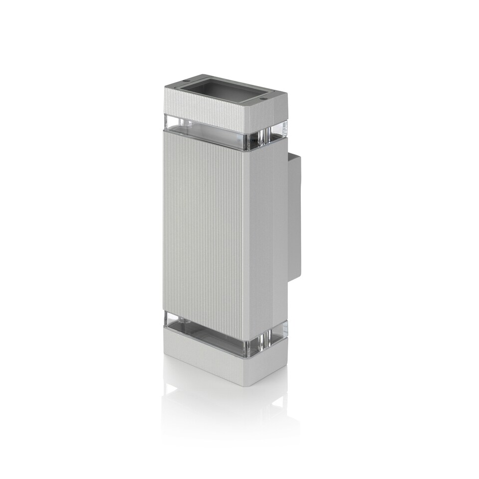 image 1 of Auraglow Outdoor Double Up & Down Wall Light - CHILTON | Silver | Silver/Cool White
