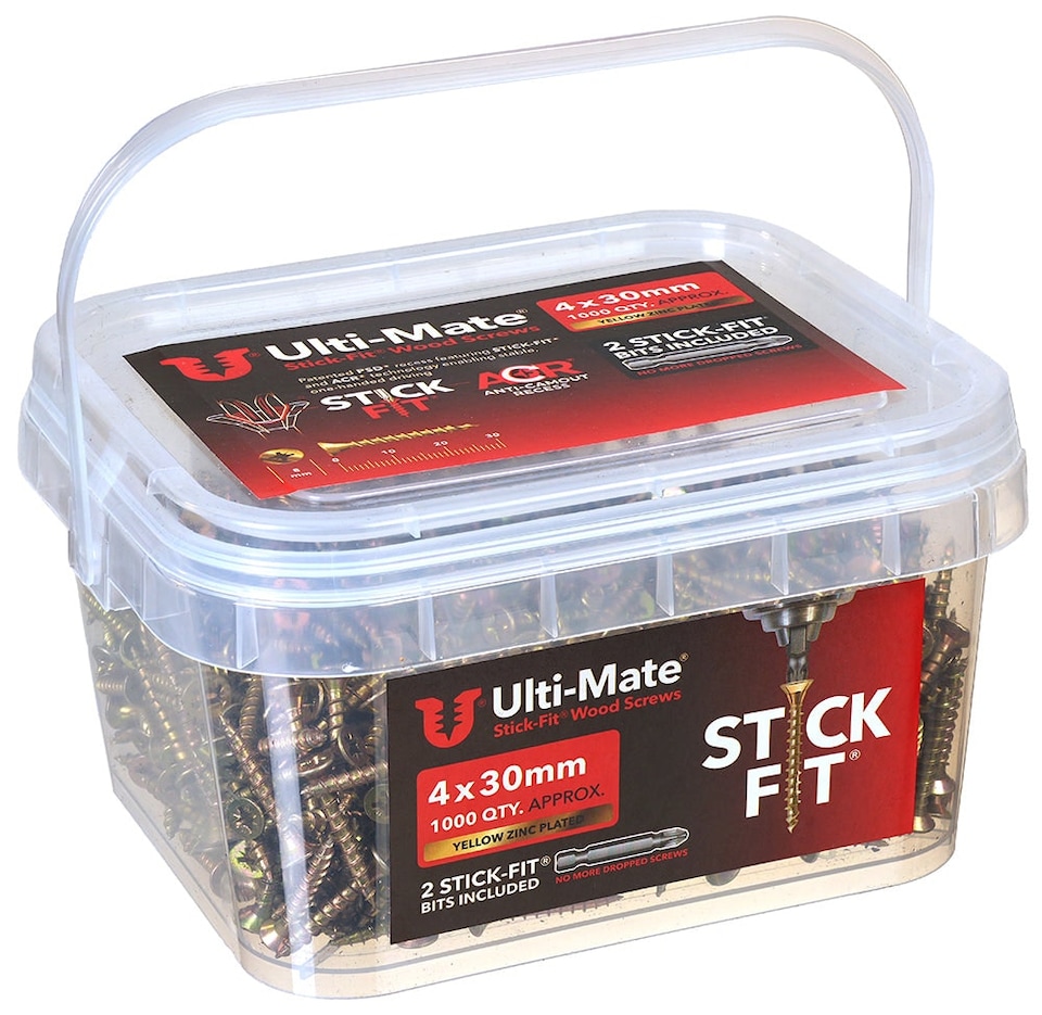 image 1 of Pack of 256 stilts and 1000 4.00mm x 30mm wood screws | Black