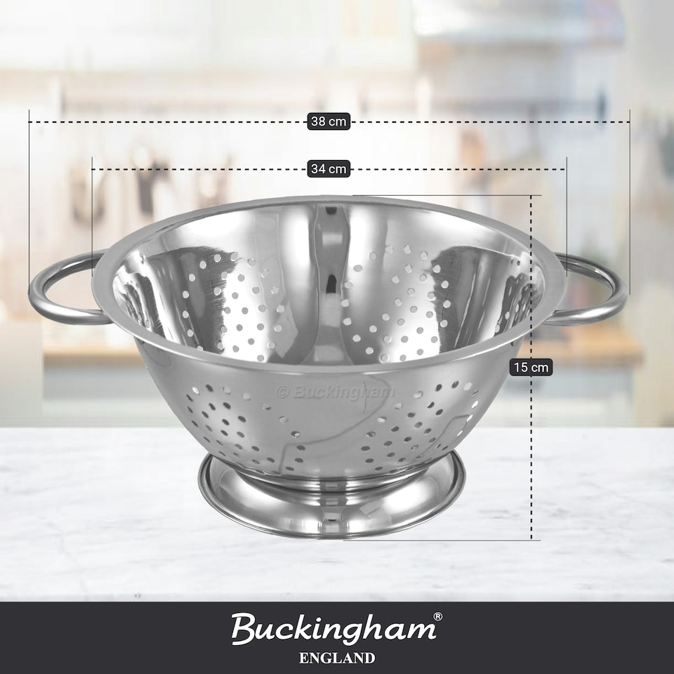 image 1 of Buckingham Stainless Steel Deep Colander 7.5 Litre / 34 cm