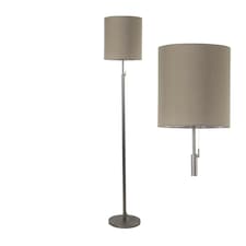 Verta - Pewter Floor Lamp with Matching Silk Shade Grey | Grey