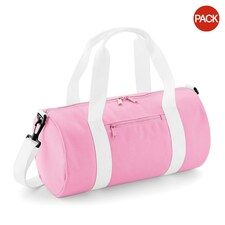 Bagbase Mini Barrel Bag (Pack of 2) - Classic Pink/White - One Size | Pink | One Size