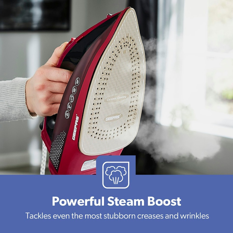image 1 of GEEPAS Steam Iron with LED Display, 2400W