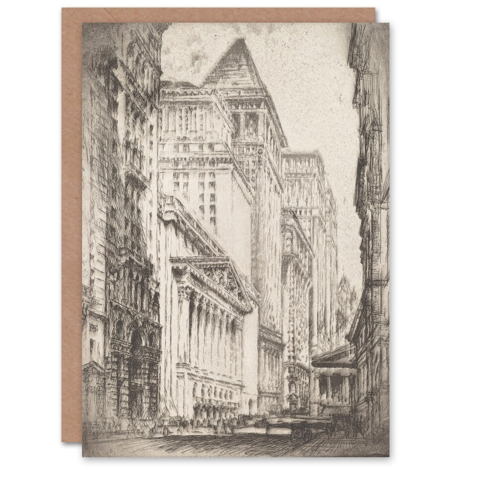 image 1 of Joseph Pennell New York Stock Exchange Cityscape Art Greeting Card