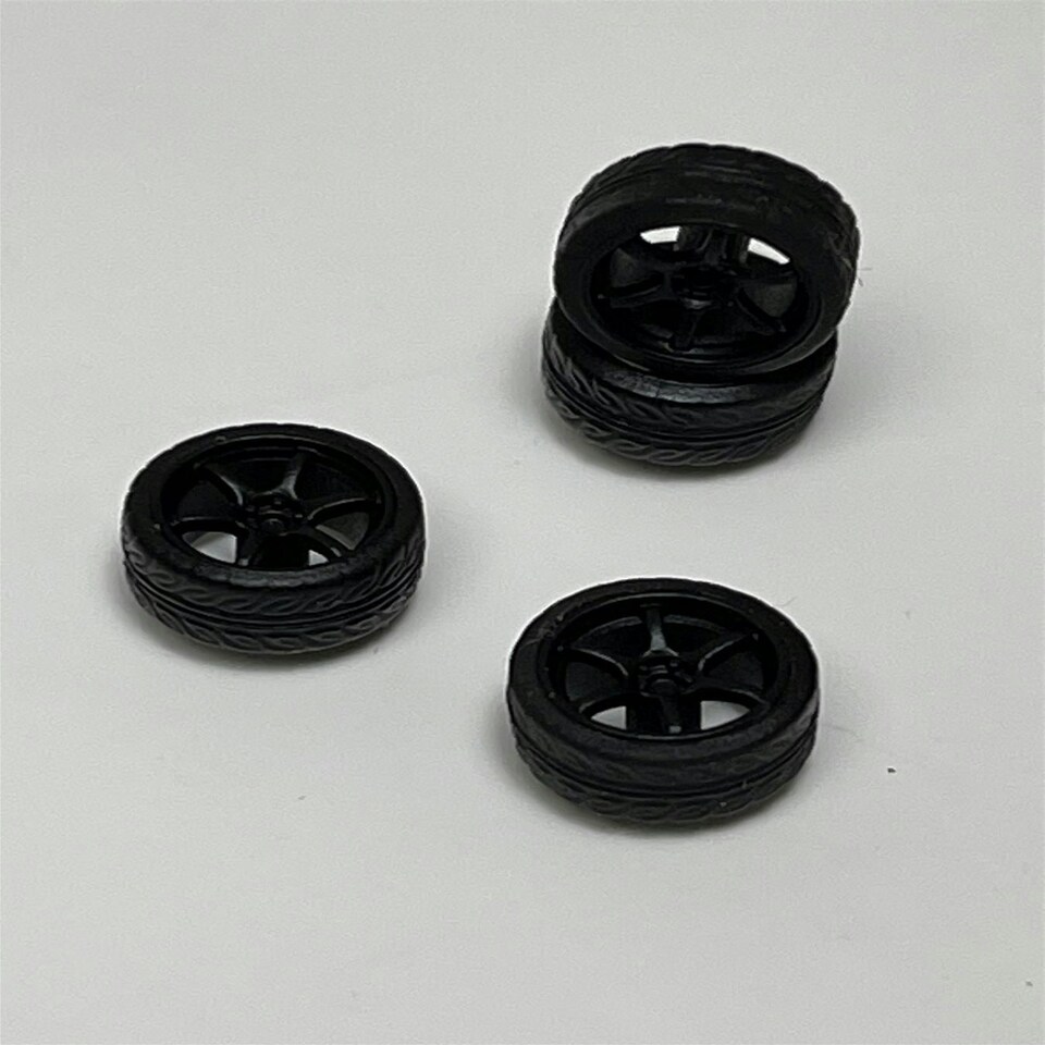 image 1 of BNDS Custom Wheel Parts Wheel and Tyre Set Flat Black 1:64 MOT Hobby BC26404SFB