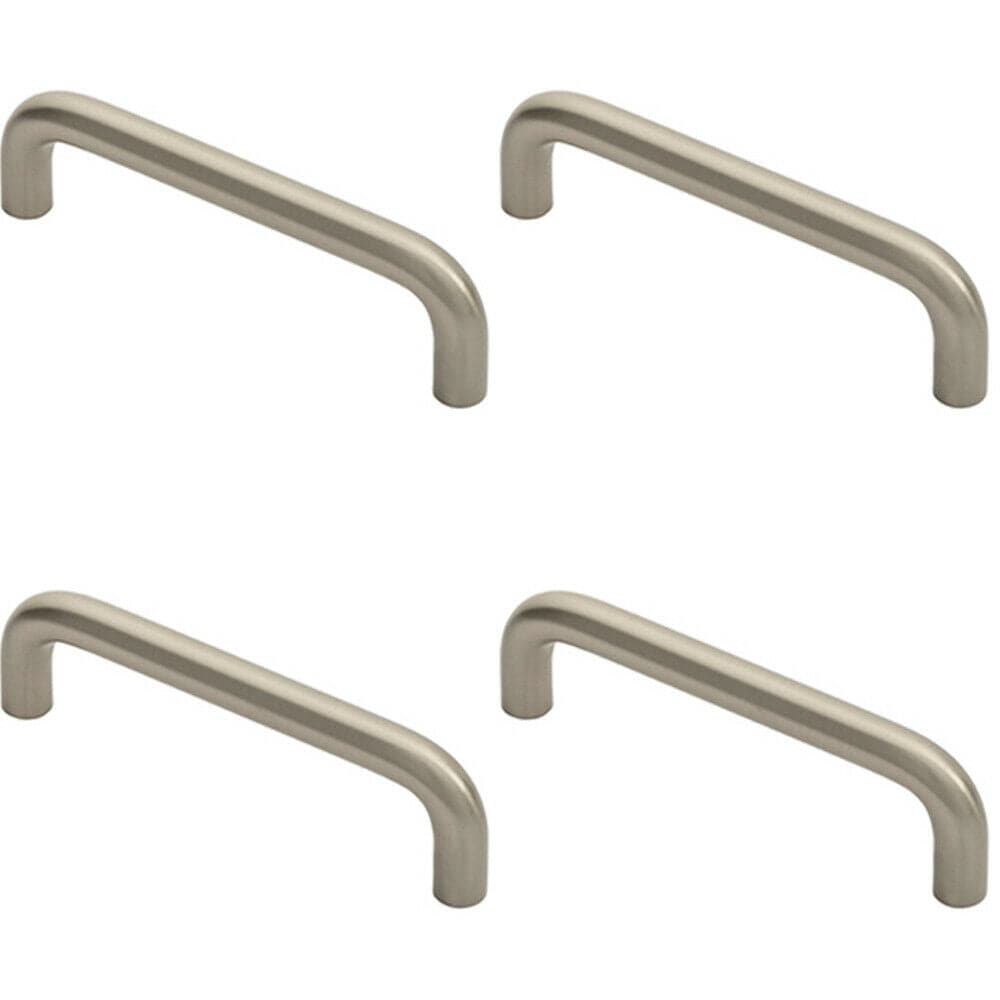 Loops 4x Round D Bar Cabinet Pull Handle 106 x 10mm 96mm Fixing Centres Satin Nickel in Metallics