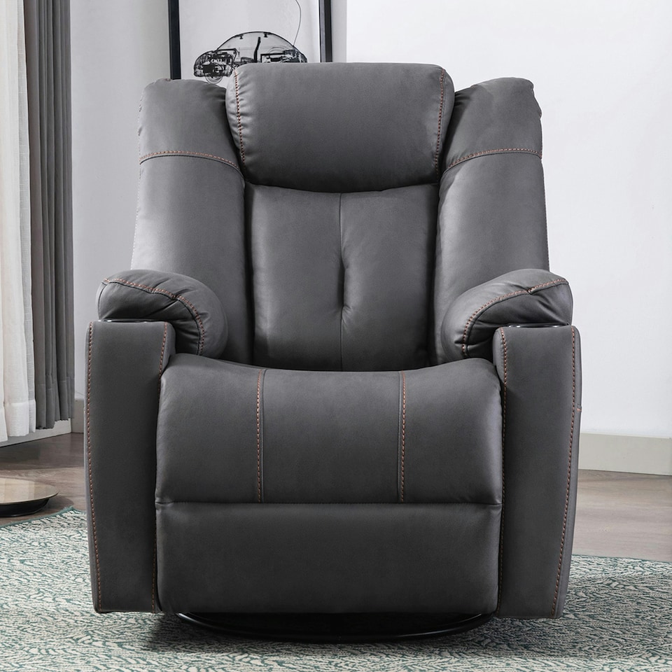 image 1 of Afton Electric Technology Fabric Auto Recliner USB Lounge Sofa Chair (Charcoal)