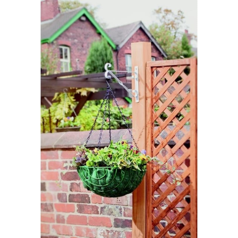 Ambassador Steel Hanging Basket Bracket - White - 35cm