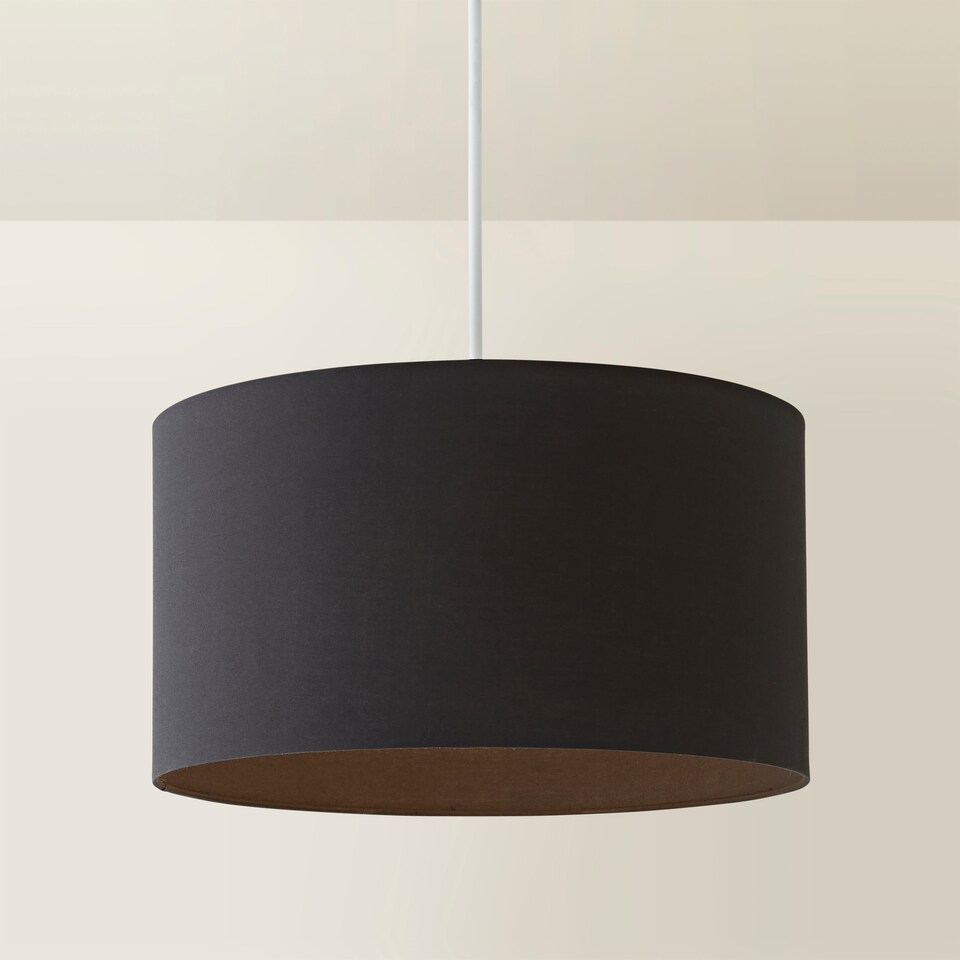 image 1 of ValueLights Reni Black Fabric Large Drum Shade | Black