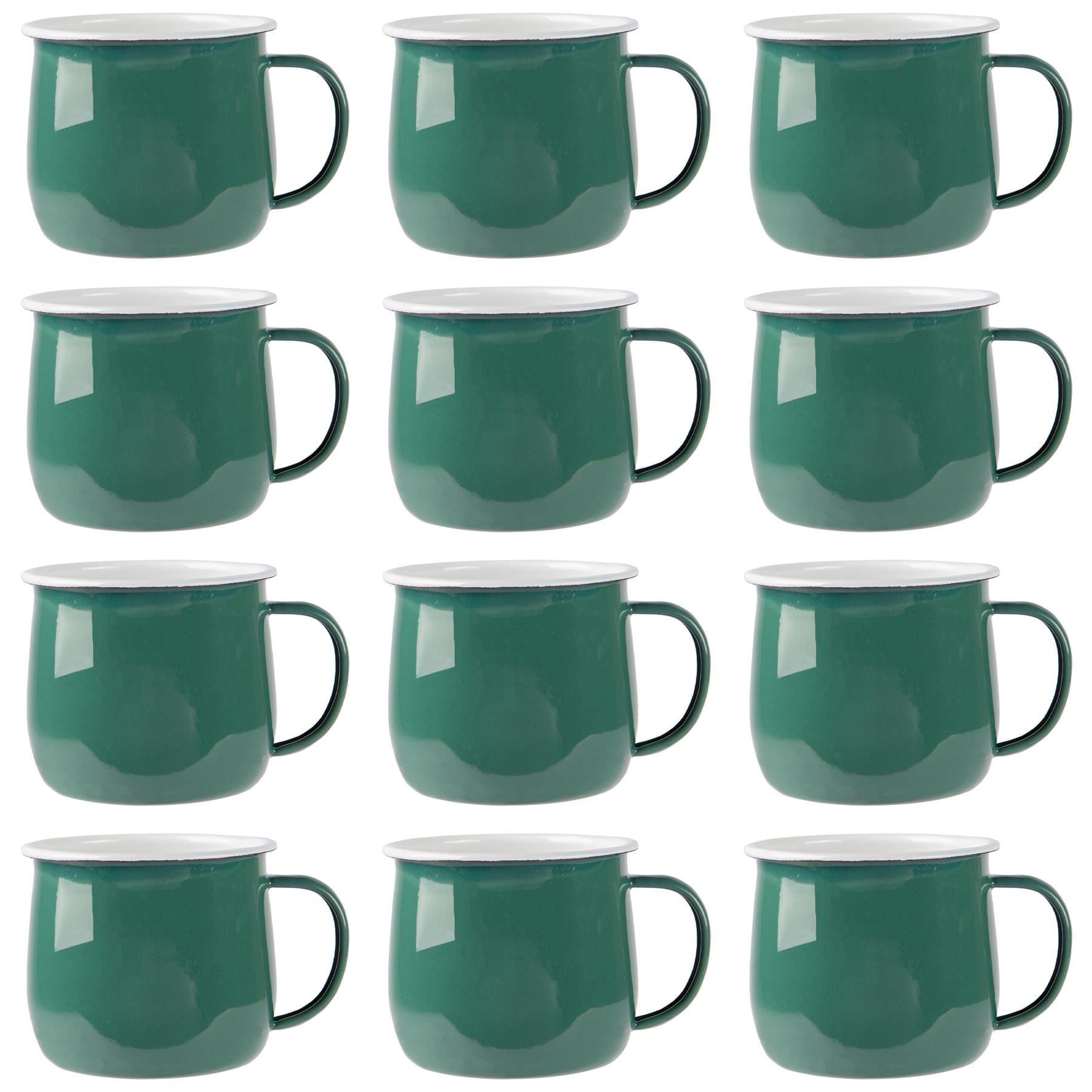 Argon Tableware Coloured Enamel Belly Mugs - 375ml - Pack of 12 in Green