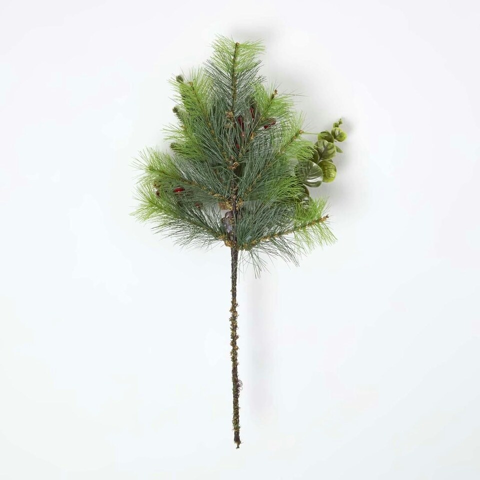 image 1 of Homescapes Artificial Bouquet Winter Woodland and Eucalyptus Single Stem