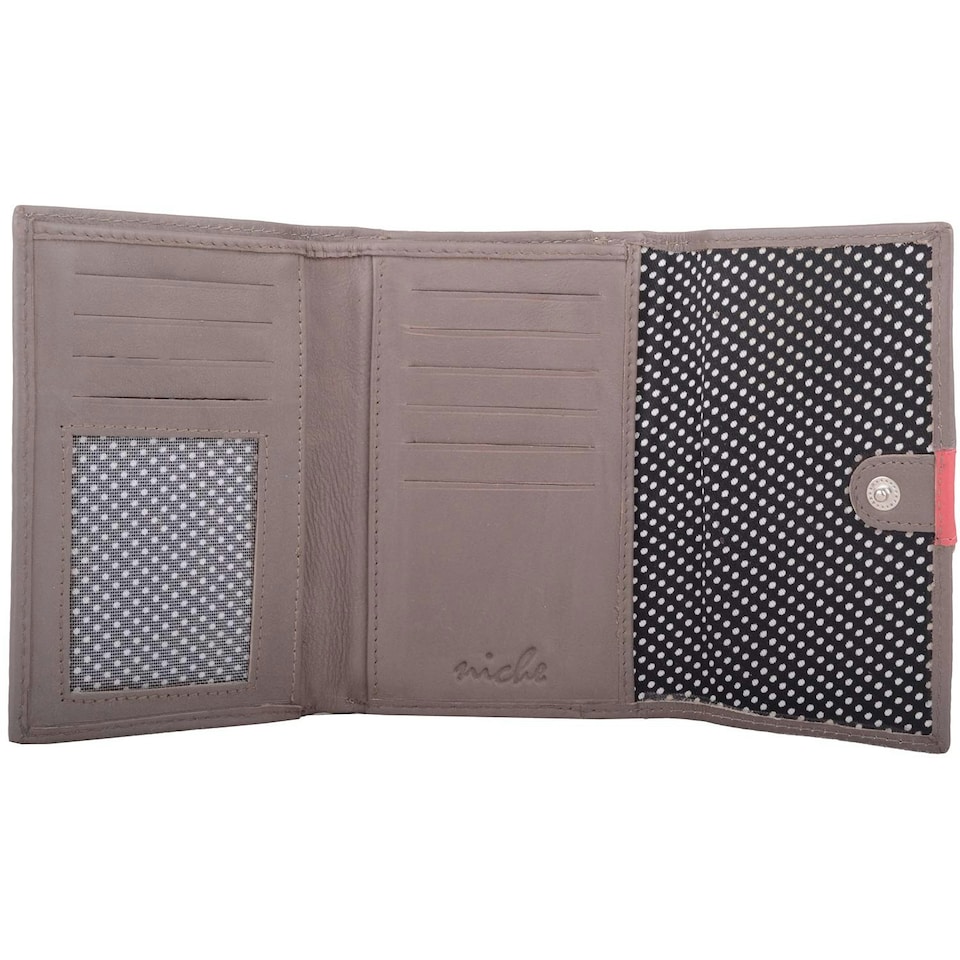 image 1 of Genuine Soft Leather Multi-Colour Money / Cred Card Holder / Purse Cream | Taupe/Coral/White