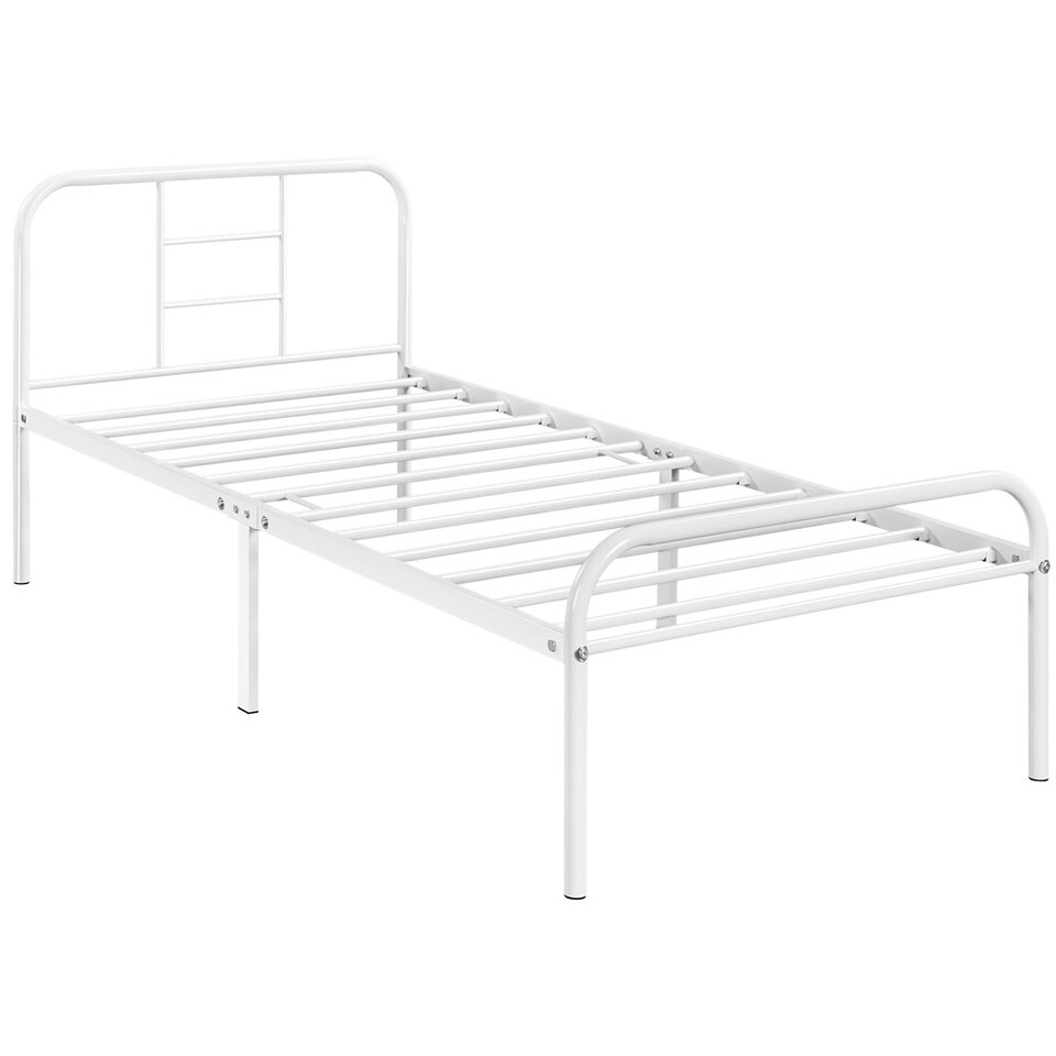 image 1 of Yaheetech Romantic 3ft Single Metal-Framed Bed with High Headboard White