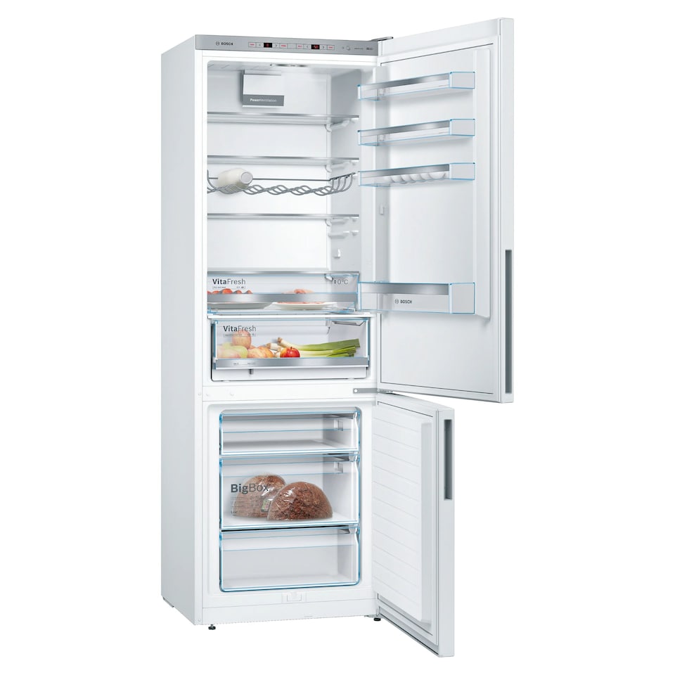 image 1 of Bosch 70-30 Freestanding Fridge Freezer, 419 Litre, 70cm, White - KGE49AWCAG