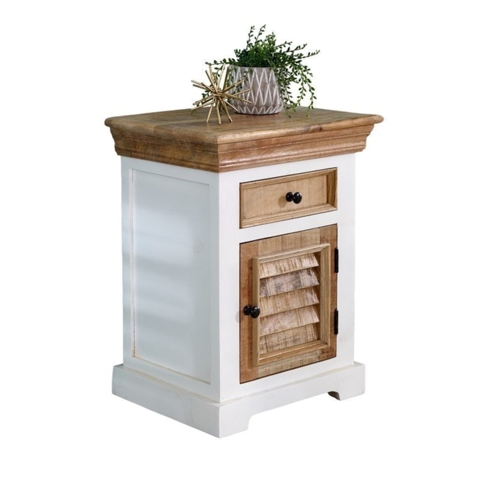 image 1 of Alfie Bedside Cabinet 1 Darwer + Door - Mango Wood - L35 x W45 x H60 cm