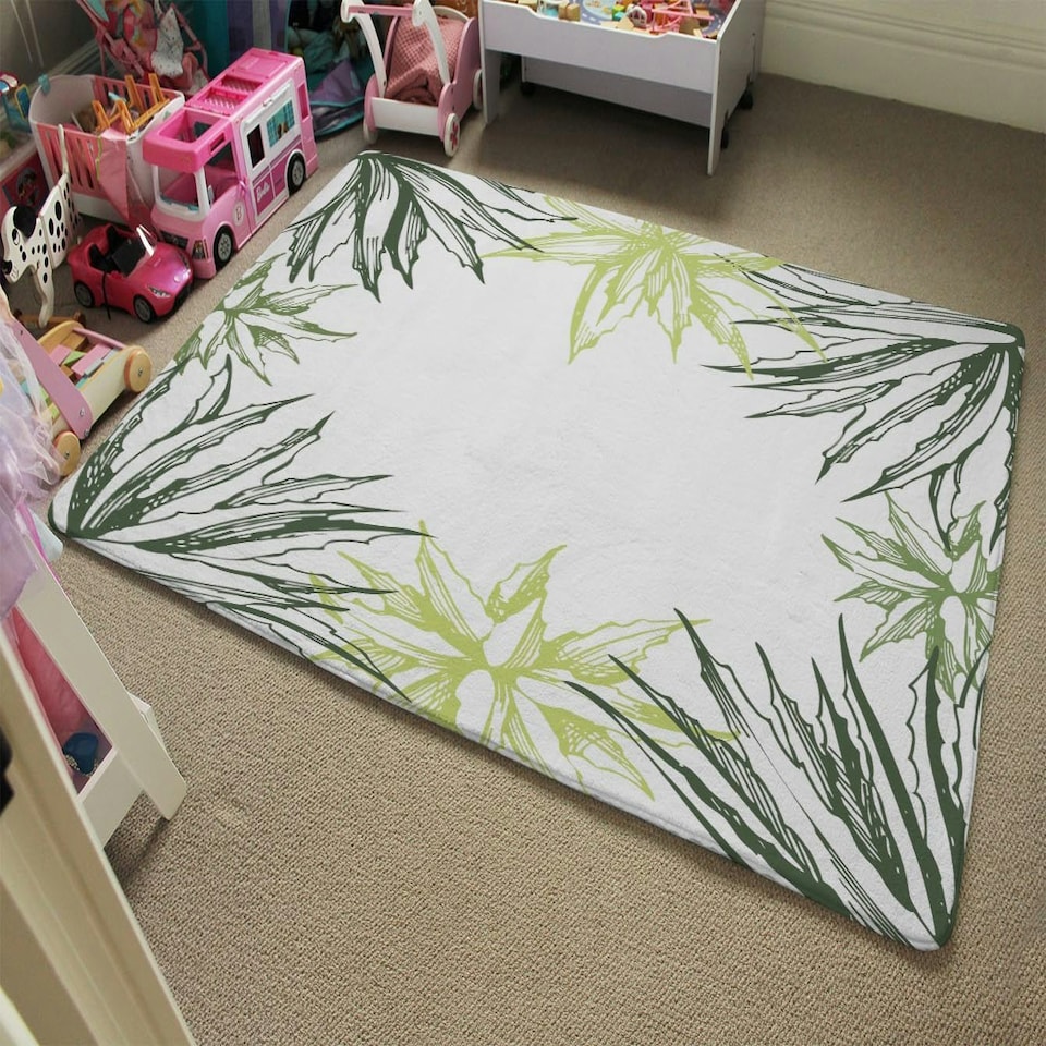 image 1 of Green Leaf Border (Rug) Multi | XL: 160x230cm
