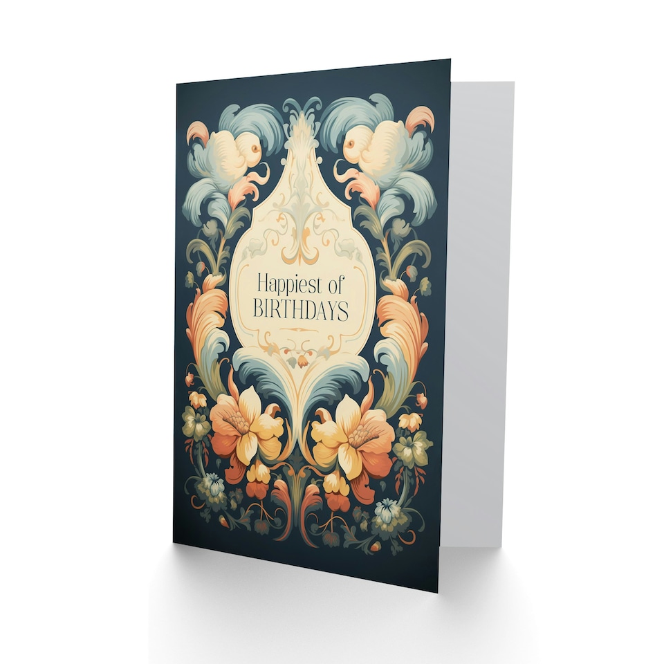 image 1 of Elegant Floral Filigree Lily Flower Her Birthday Card