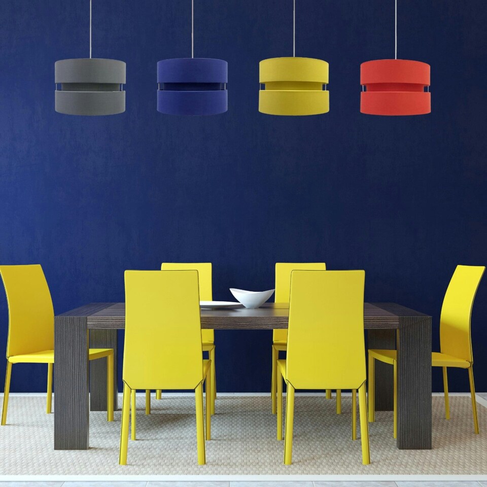 image 1 of First Choice Lighting Blue Layered Easy Fit Drum Light Shade Blue